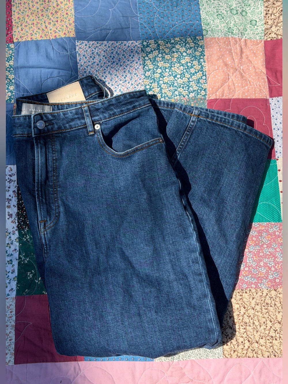 Everlane Dark Blue Curvy Way High Relaxed Jeans size 34 or 16/18